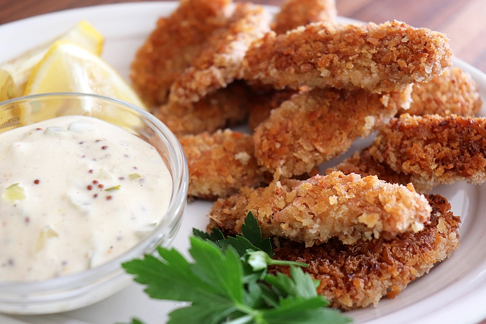 Vegan Jackfruit Fish Sticks with Tartar Sauce